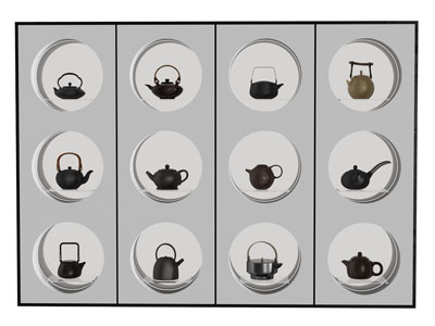 新中式茶壶 茶具 墙面装饰柜