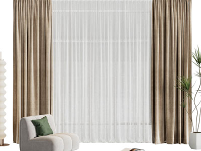 现代布艺窗帘窗纱3d模型 现代布艺窗帘窗纱