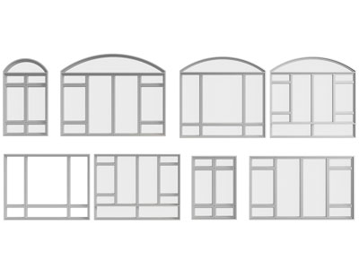 现代拱形平开窗户 推拉窗户3d模型 现代拱形平开窗户 推拉窗户