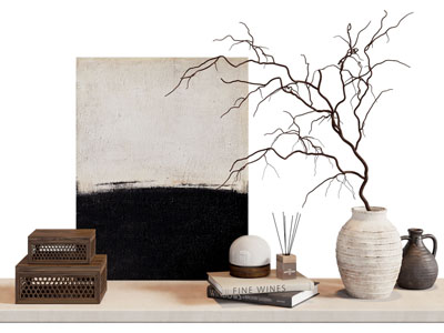 现代花瓶 书籍 香薰 装饰画摆件组合