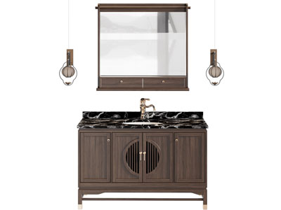 新中式洗手台 洗手柜 镜柜 浴室柜