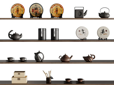 新中式茶饼 茶壶 茶叶罐 茶具杯子
