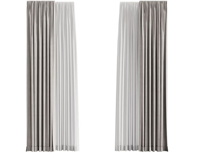 现代布艺窗帘窗纱3d模型 现代布艺窗帘窗纱