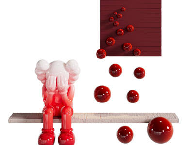 现代Kaws公仔雕塑雕刻摆件组合