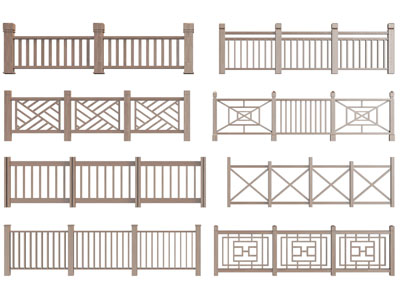 新中式实木栏杆 围栏 护栏3d模型 新中式实木栏杆 围栏 护栏