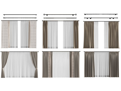 现代窗帘窗纱3d模型 现代窗帘窗纱