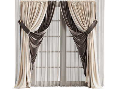 现代窗帘窗纱3d模型 现代窗帘窗纱