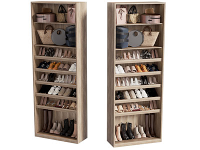现代实木开放式实木鞋柜