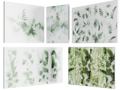 现代植物背景墙3d模型 现代植物背景墙
