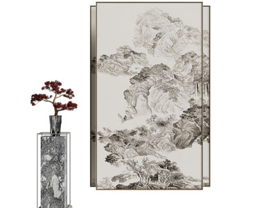 新中式装饰挂画3d模型 新中式装饰挂画