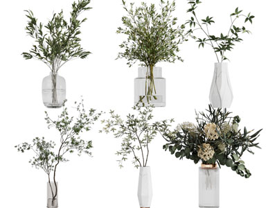现代玻璃花瓶花卉摆件组合