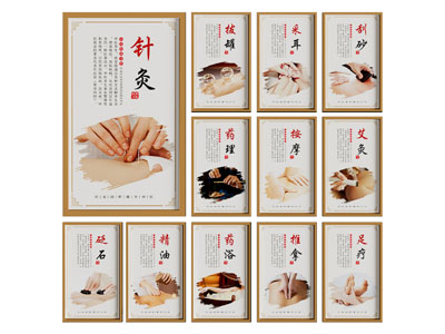 新中式中医针灸装饰挂画3d模型 新中式中医针灸装饰挂画