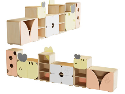 现代儿童收纳装饰柜3d模型 现代儿童收纳装饰柜