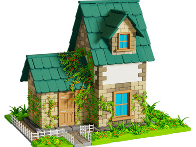 现代卡通房子场景 卡通建筑