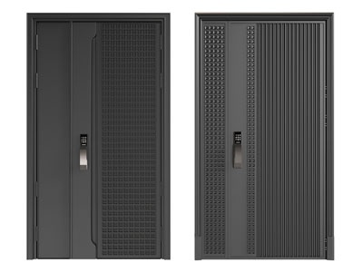 现代密码锁入户门 子母平开门 防盗门3d模型 现代密码锁入户门 子母平开门 防盗门