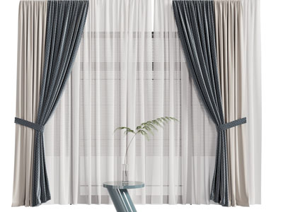 现代窗帘窗纱3d模型 现代窗帘窗纱