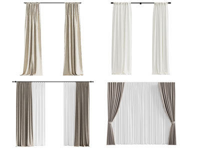 现代窗帘窗纱3d模型 现代窗帘窗纱