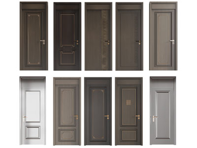 新中式木门 房门 平开门3d模型 新中式木门 房门 平开门