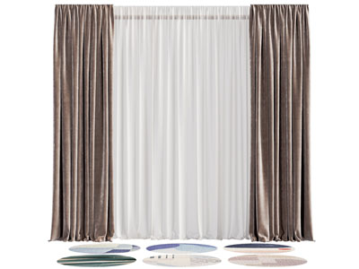 现代布艺窗帘窗纱3d模型 现代布艺窗帘窗纱