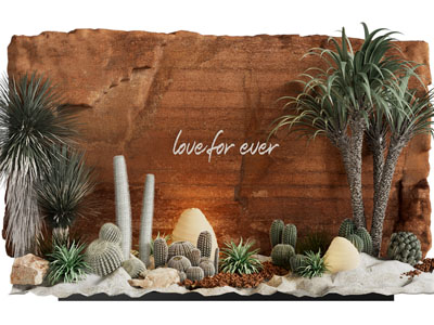 现代景观墙 多肉植物 石头景观园艺小品