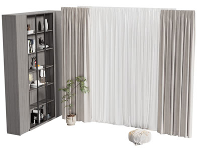 现代布艺窗帘窗纱 装饰柜3d模型 现代布艺窗帘窗纱 装饰柜