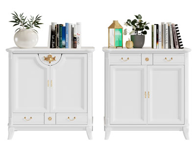 现代玄关柜 边柜 书籍摆件组合3d模型 现代玄关柜 边柜 书籍摆件组合