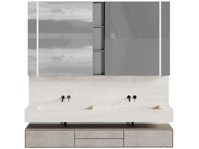 现代洗手台 镜子 浴室柜