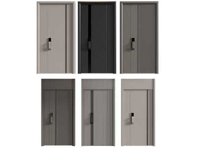 现代密码锁防盗门 入户门 平开门3d模型 现代密码锁防盗门 入户门 平开门