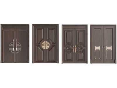 新中式双开门 大门 入户门 防盗门 平开门3d模型 新中式双开门 大门 入户门 防盗门 平开门