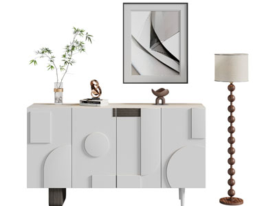 现代玄关柜 边柜 落地灯3d模型 现代玄关柜 边柜 落地灯