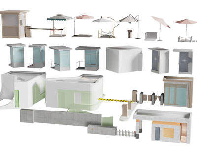 现代警卫厅 保安室 大门 遮阳伞3d模型 现代警卫厅 保安室 大门 遮阳伞