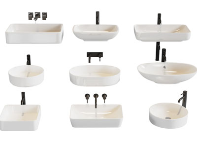 现代陶瓷洗手盆 水龙头