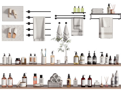 现代毛巾架 洗护用品 拖鞋 卫浴小件