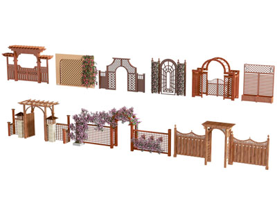 新中式篱笆门 庭院景观大门 花架门拱3d模型 新中式篱笆门 庭院景观大门 花架门拱