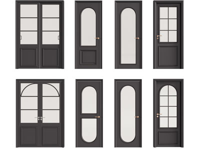 法式平开门 双开门 玻璃门3d模型 法式平开门 双开门 玻璃门