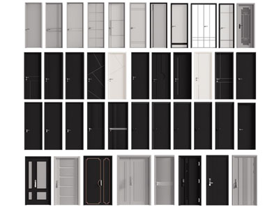 现代房门 平开门玻璃门 木门3d模型 现代房门 平开门玻璃门 木门