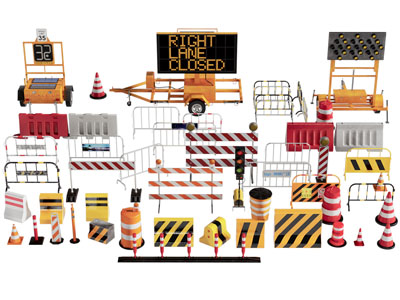 现代交通路障 栏杆 围栏 指示牌 警示牌