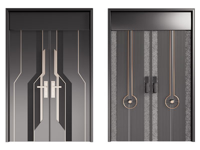 现代防盗门 大门 密码锁平开门 双开门3d模型 现代防盗门 大门 密码锁平开门 双开门