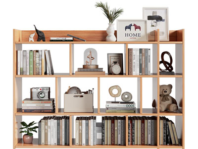 现代实木装饰书柜3d模型 现代实木装饰书柜