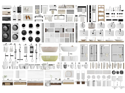 现代洗手台 洗衣机 淋浴房 卫浴小件