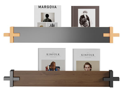 现代墙面实木书刊杂志收纳架