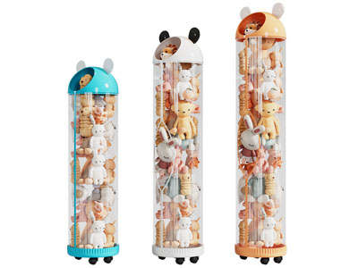 现代玩偶布偶装饰收纳架 收纳桶3d模型 现代玩偶布偶装饰收纳架 收纳桶