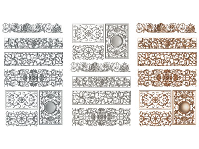 欧式雕花装饰构件3d模型 欧式雕花装饰构件