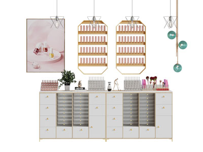 现代化妆品展柜 展台 收纳架3d模型 现代化妆品展柜 展台 收纳架