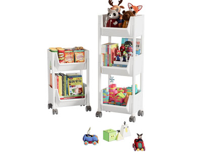 现代书籍玩具可移动收纳架3d模型 现代书籍玩具可移动收纳架