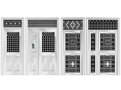 现代金属大门 密码防盗门 入户门3d模型 现代金属大门 密码防盗门 入户门