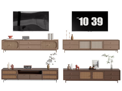 侘寂风中古风电视柜 电视3d模型 侘寂风中古风电视柜 电视