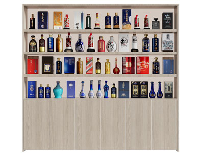现代白酒展柜 货架3d模型 现代白酒展柜 货架