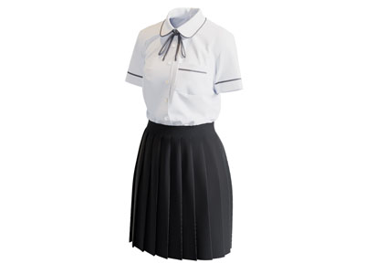 现代女装校服 衬衣百褶裙 衣服3d模型 现代女装校服 衬衣百褶裙 衣服