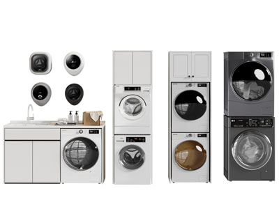 现代阳台洗衣机收纳柜3d模型 现代阳台洗衣机收纳柜